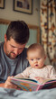 © Wonderful Studio - A man is reading a book to a baby