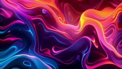 Wall Mural - A digital rendering of abstract, swirling liquid with vibrant blue and red neon colors, creating a dynamic and mesmerizing visual.