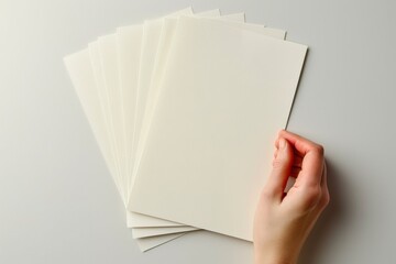 Blank paper mockup on hand created with generative AI