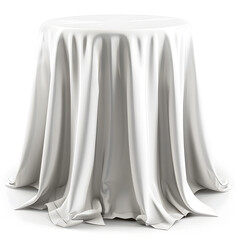 Wall Mural - Table with white tablecloth isolated on white background
