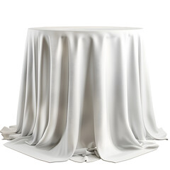 Wall Mural - Table with white tablecloth isolated on white background
