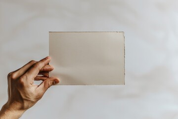 Blank paper mockup on hand created with generative AI