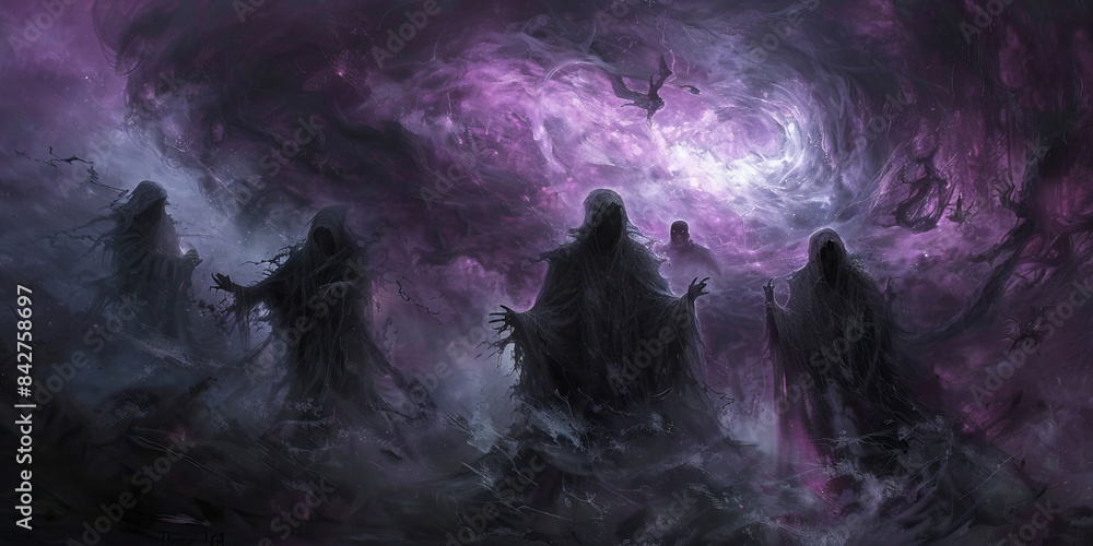 Demonic Rites Shadows of Despair: Demonic Cultists Surrounded by a Shroud of Darkness ...