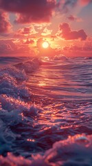 Wall Mural - Colorful sunset over ocean. Sunset on the beach.