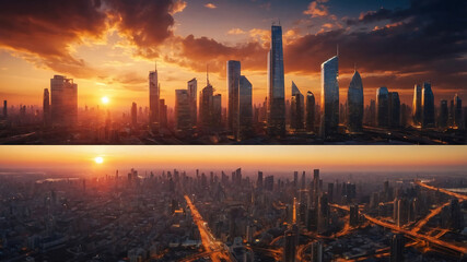 Wall Mural - high quality aerial view of a beautiful city skyline