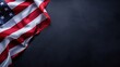 © Fuji - united states flag fabric laying on dark navy background. top flat laying view. Generative Ai