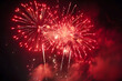 © ELmidoi-AI - Massive red fireworks in the night sky to celebrate the new year, July 4th, or wedding.