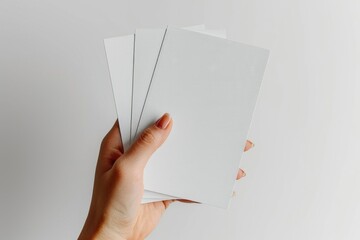 Blank paper mockup on hand created with generative AI