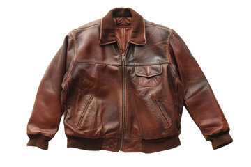 PNG image, Stylish Brown Leather Jacket Mock-Up isolated on Transparent background.