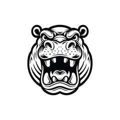 Wall Mural - Mascot of hippopotamus head vector illustration black color