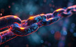 © Curioso.Photography - Close-up of a metallic chain link with glowing connections, symbolizing strength and connection.