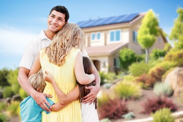 Wall Mural - Happy young Family with kids together in a garden