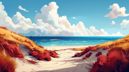 Poster - View to beautiful landscape with beach and sand dunes