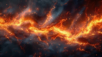 Wall Mural - Fiery digital abstract reminiscent of lava