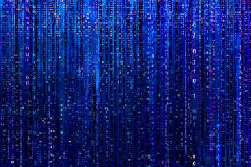 Wall Mural - Background filled with cascading binary code, creating a digital and futuristic atmosphere, ideal for technology and programming themes