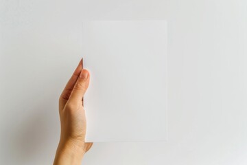 Blank paper mockup on hand created with generative AI