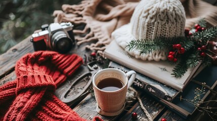 Poster - A cup of coffee and a book on a table