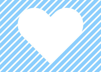 Wall Mural - Blue background with heart shape empty space.Graphic vector illustration wallpaper. White stripes isolated on blue background.