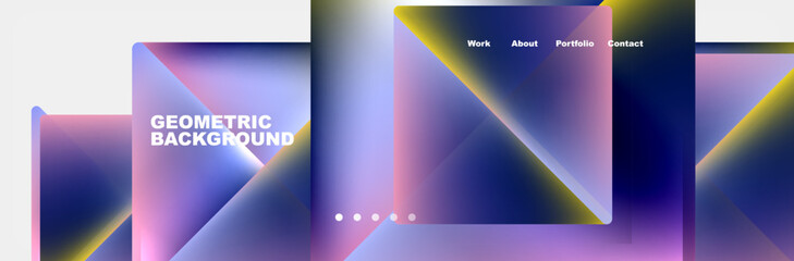 Colorful fluid gradient triangles and squares web site template. Vector Illustration For Wallpaper, Banner, Background, Card, Book Illustration, landing page