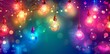 © K'kriang Krai - abstract background with hanging string lights and bokeh, glowing light bulbs on colorful background