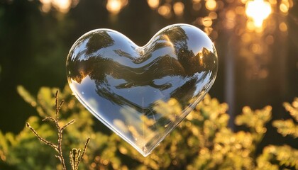Wall Mural - A heart,shaped soap bubble floating in the air , heart,shaped soap bubble, floating