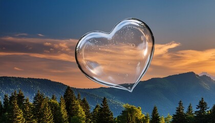 Wall Mural - A heart,shaped soap bubble floating in the air , heart,shaped soap bubble, floating