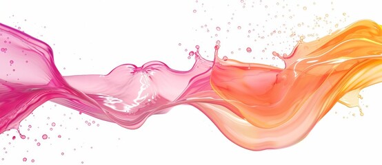 Wall Mural - Animated water drops on an abstract orange and pink background.