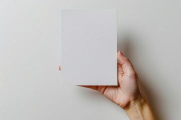 Blank paper mockup on hand created with generative AI