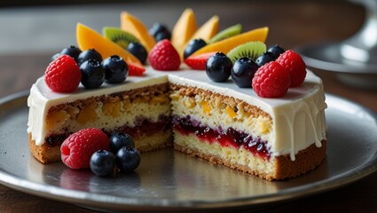 Wall Mural - cheesecake with fruits