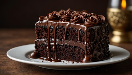 Wall Mural - chocolate cake on a plate