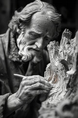 Wall Mural - Close-up of a sculptorâ€™s hands delicately shaping a small figurine,