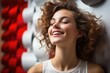 © Gabriel - Beautiful and silly attractive caucasian girl dreaming of her eyes closed and a ra, generative IA