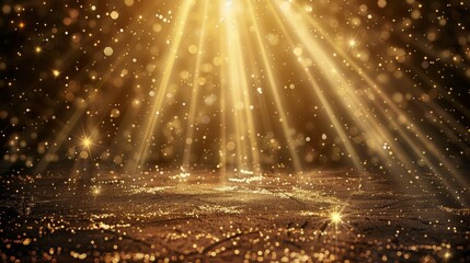 Wall Mural - this is an abstract golden background with rays and bokeh effects. it is rendered in 3d using stock 