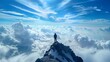 © Ratchadaporn - Person Standing Atop Mountain Peak with Dramatic Cloudy Skies