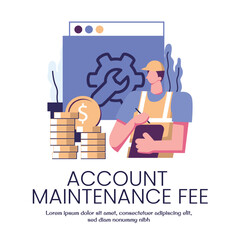 account maintenance fee flat style illustration vector design