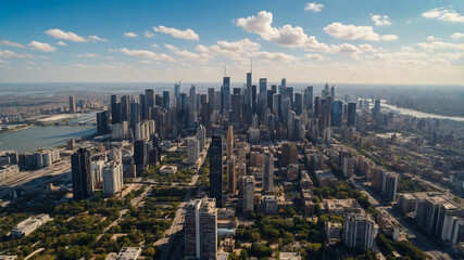 Canvas Print - high quality aerial view of a beautiful city skyline