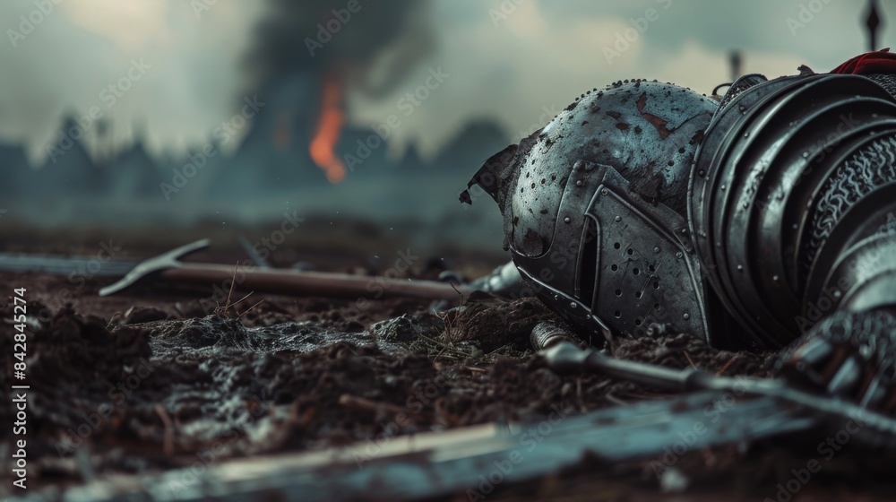 After Epic Battle, Dead Medieval Knights Resting on Battlefeld. Warrior ...