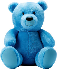 cute blue bear doll isolated on white or transparent background,transparency 