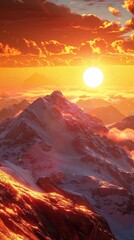 Sticker - Sunrise/Sunset Over Summits: Images capturing the stunning colors and dramatic lighting of sunrises or sunsets over mountain peaks