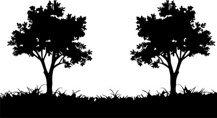 Two black tree silhouettes 