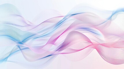 Sticker - Abstract geometric background with flowing lines and waves. Modern pale pink and light blue wavy lines background