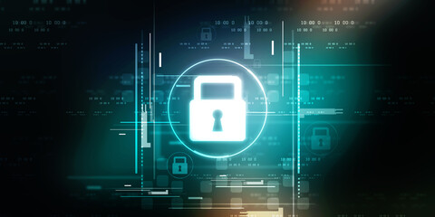 2d illustration Safety concept: Closed Padlock on digital background