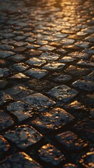 Wall Mural - Cobblestone Road at sunset, background, texture