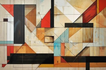 Wall Mural - Abstract geometric art with a TV,