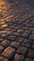 Wall Mural - Cobblestone Road at sunset, background, texture