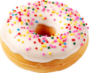 donut cream vanilla with sprinkles isolated on white or transparent background,transparency 