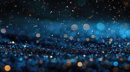 Wall Mural - background of abstract glitter lights. blue, gold and black. de focused. banner