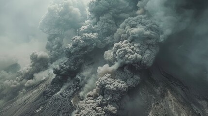 Wall Mural - closeup footage of a pyroclastic flow capturing the chaos and turbulence of the hot gas and ash rush