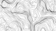 © Ailee Tian - Topographic map, vector illustration, black lines and contours on a white background.