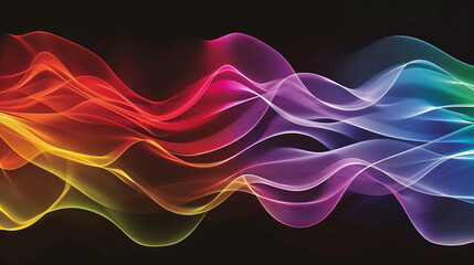 Wall Mural - Vibrant multicolored wave lines on a black background